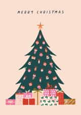 Classic Christmas Card - Christmas Tree - Presents created by Sad Girl Illustration