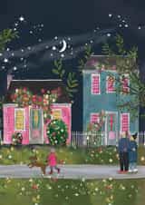 Pretty Birthday Card - Winter Time - Walk - Stars & Moon created by Lara Waghorn