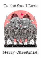 Cute Christmas Card - Wife- Husband- Boyfriend- Girlfriend- Highland Cows created by Beth Higgins Art
