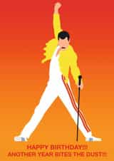 Fun Birthday Card - Freddie Mercury - Another Year Bites The Dust created by Paul Jones