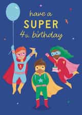 Cute Birthday Card - 4th - Superheroes created by Painted Parasol Studio