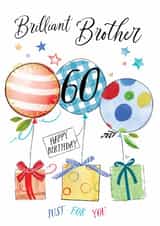 Traditional Birthday Card - 60th - Brilliant Brother created by Katie Phythian Design