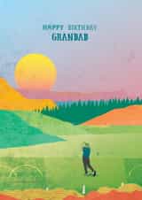 Classic Birthday Card - For Grandad - Golf At Sunset created by Pencilface