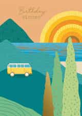Classic Birthday Card - Sunset Campervan created by Nigel Quiney