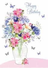 Traditional Birthday Card - Floral Bouquet With Butterflies created by Nigel Quiney