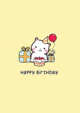 Cute Cat Birthday Card | Kawaii Illustration | Happy Birthday created by @TheGrafixCat