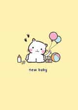 Cute Cat New Baby Card | Kawaii Cat | New Baby created by @TheGrafixCat