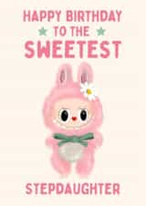 Cute Birthday Card - Sweetest Stepdaughter - Labubu Doll created by Hello Fridays Studio