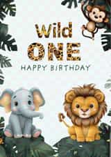 Cute Wild One Birthday Card for 1st Birthday created by  La Luna Studio
