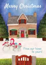 Traditional Christmas Card - Our House To Yours - Snowman Family created by @Cupsie's Creations