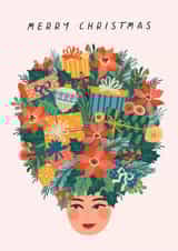 Classic Christmas Card - For Her - Festive Hat created by Sad Girl Illustration