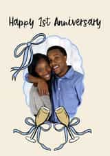 Personalised Anniversary Photo Card created by Soph AC Studio - Pretty Anniversary Card - 1st - Champagne