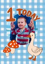 Personalised Birthday Photo Card created by Soph AC Studio - Cute Birthday Card - 1st - Goose