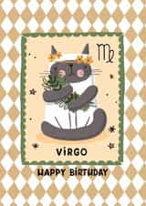 Cute Birthday Card - Virgo - Cat created by Nicola Watson