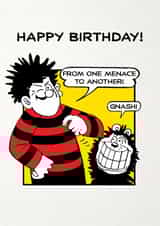 Fun Birthday Card - Beano - One Menace To Another created by Hype Associates
