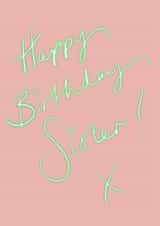 Pink happy birthday sister card created by Winifred & The Wolf