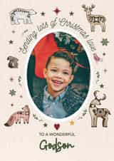 Personalised Christmas Photo Card created by Choo Choo  - Cute Christmas Card - For Godson - Nordic Animals
