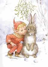Cute Christmas Card - Fairy Land - Rabbit And Elf created by Hype Cards