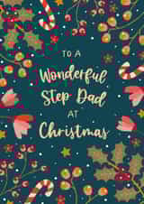 Classic Christmas Card - For A Wonderful Step Dad - Festive Foliage created by The Pattern Press