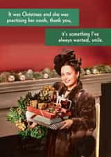 Funny Christmas Card - Practising Her oooh, Thank You, Smile - Fake Thanks created by Quitting Hollywood