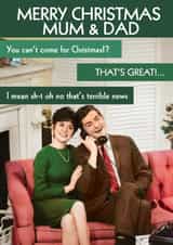 Funny Christmas Card - Mum And Dad - Terrible News created by Quitting Hollywood