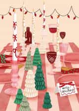 Classic Christmas Card - Festive Tablescape - Candles created by Joanne McGaffin