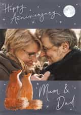 Personalised Anniversary Photo Card created by Making Meadows Ltd - Classic Anniversary Card - For Mum & Dad - Fox & Moon