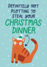 Funny Christmas Card - Plotting To Steal Christmas Dinner created by Christine Cuddihy Illustration