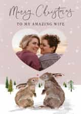 Personalised Christmas Photo Card created by Making Meadows Ltd - Classic Christmas Card - For Wife - Rabbits