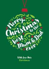 Classic Christmas Card - For Parents - Bauble Shaped created by Fatchair Print