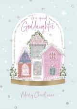 Classic Christmas Card - Special Goddaughter - Snow Globe created by Rebecca Prinn