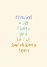 Thank You Card - Samaritans Team - Helpline - Volunteers created by Rebecca Prinn