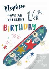 Classic Birthday Card - 16th - For Nephew - Skateboarding created by Katie Phythian Design