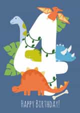 Cute Birthday Card - 4th - Dinosaurs created by Abigail Elodie