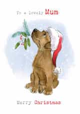 Cute Christmas Card - To A Lovely Mum - Labrador Puppy created by Paper Shed Design