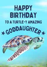 Cute Birthday Card - For Goddaughter - Sea Turtle Pun created by Hello Fridays Studio