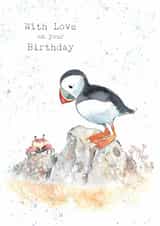 Cute Birthday Card - Puffin - Crab created by Paper Shed Design
