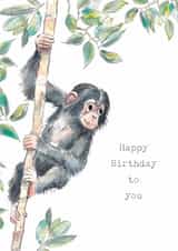Cute Birthday Card - Chimpanzee - Tree created by Paper Shed Design