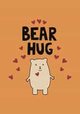 Cute thinking of you card for a friend or significant other - bear and hearts created by Pomelo Illustrations