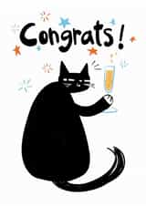 Cute Congratulations Card - Black Cat - Cheers created by StudiOllie