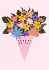Pretty Thinking Of You Card - Daffodils - Bunch Of Flowers created by Sad Girl Illustration