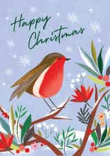 Classic Christmas Card - Happy Christmas - Festive Robin created by Laura Darrington Design Ltd.