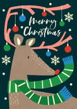 Cute Christmas Card - Reindeer - Baubles created by Laura Darrington Design Ltd.