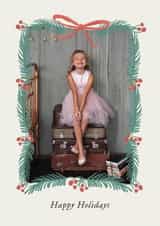 Personalised Christmas Photo Card created by AniSomi - Classic Christmas Card - Berries Garland - Happy Holidays