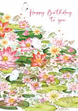 Traditional Birthday Card - Waterlilies - Butterflies created by Nigel Quiney