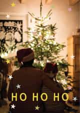 Personalised Christmas Photo Card created by AniSomi - Classic Christmas Card - Colourful Stars - Ho Ho Ho