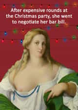 Cheeky Christmas Card - Vintage - Negotiate The Bar Bill created by Go La La!