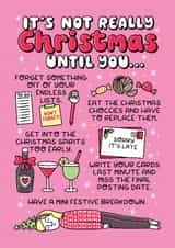 Funny Christmas Mishaps Card For Her. created by Katie Ruby Illustration