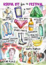 Cute Birthday Card - Festival Useful kit - The Festival Goer created by Go La La!