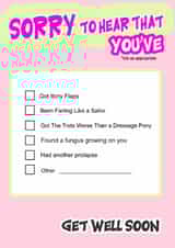 Funny Get Well Soon Card - Tick Box - Sorry to Hear... created by Go La La!